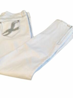 LL COOL J  size 11 white skinny jeans with distressed denim stretch